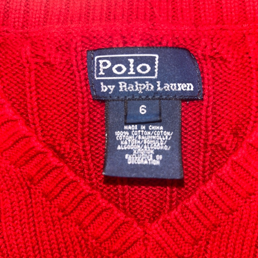Red , like new, Ralph Lauren sweater vest boys size 6